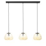 Brilliant Kaizen Hanglamp Glas Hanglamp Metaal Zwart Beige | Geschikt voor 3x E27